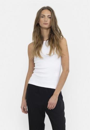 esmé studios Esblossom Racerback Rib Tank Gots Kvinde White Tanktoppe ...