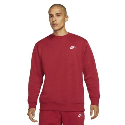 Nike Club Crewneck Mand Red Sweatshirts Str L - Bomuld hos Magasin