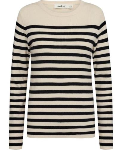 Soaked in Luxury Slpina Striped Tee LS Kvinde White With Black Stripe ...