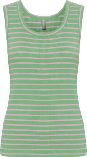 Culture Cudolly Tanktop Kvinde Green/pink Stripe Tanktoppe Str L - hos...