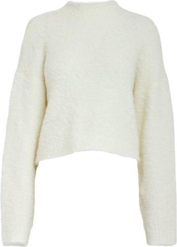 Minus Josette High Neck Cropped Knit Pullover Kvinde Light Birch Sweat...