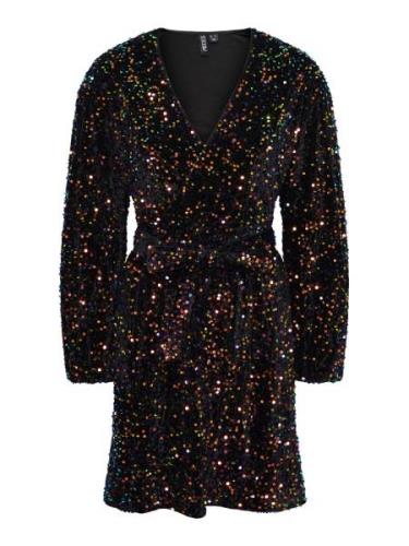 Pieces Pcstella LS Sequin Wrap Dress D2D D Kvinde Striber/tern Korte K...