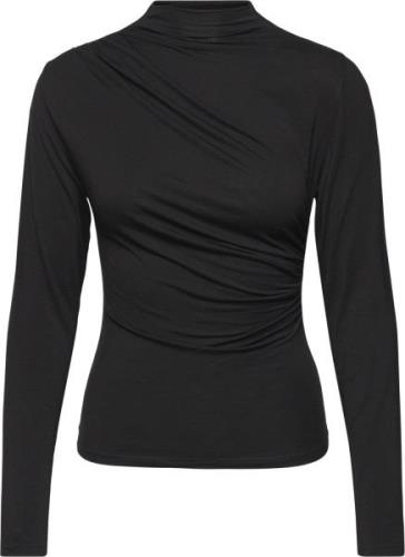 Rosemunde Long Sleeve Turtle Neck Tshirt Kvinde Sort Toppe Str L - hos...