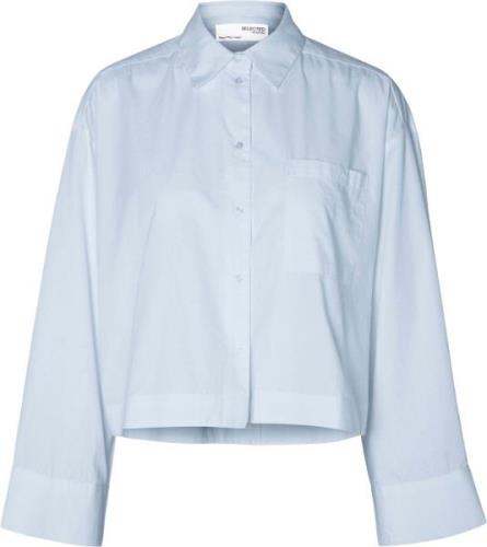 Selected Femme Slfastha LS Cropped Boxy Shirt B Kvinde Blå Langærmede ...