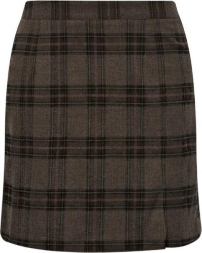 A-VIEW Annali Check Skirt Kvinde Brown/sand Korte Nederdele Slim Fit S...