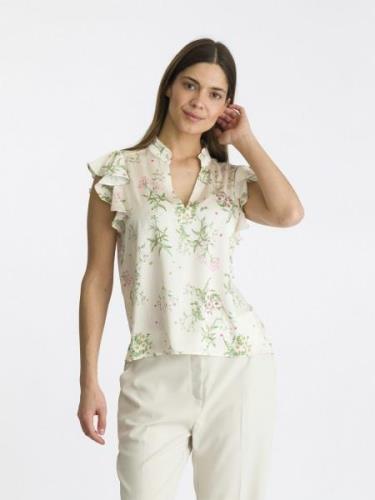 Neo Noir Stella Flower Field Blouse Kvinde Off White Kortærmede Bluser...