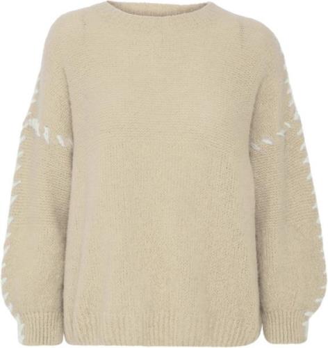 ICHI Ixmarina LS Kvinde Oatmeal W/cloud Dancer Sweaters Str M/L - hos ...