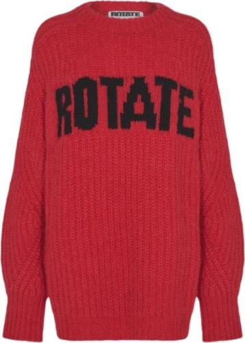 ROTATE Birger Christensen Knitted Logo Sweater Kvinde High Risk Red Sw...