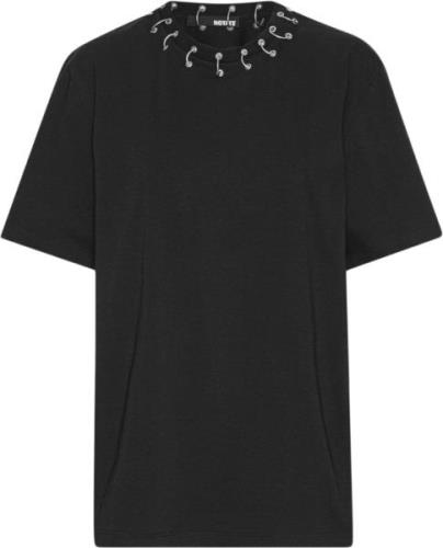 ROTATE Birger Christensen Oversized Ring Tshirt Kvinde Black Kortærmed...