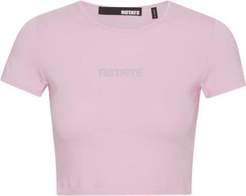 ROTATE Birger Christensen Cropped Logo Tshirt Kvinde Orchid Pink Kortæ...