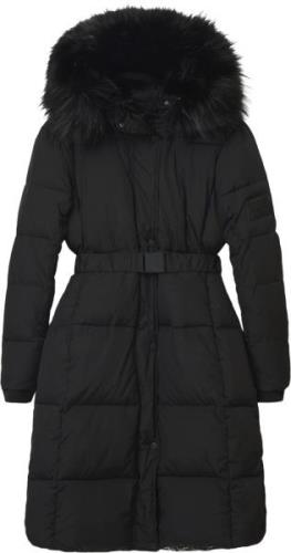 Desigual White Quilted Coat With Fureffect Hood Kvinde 2000 Negro Dunj...