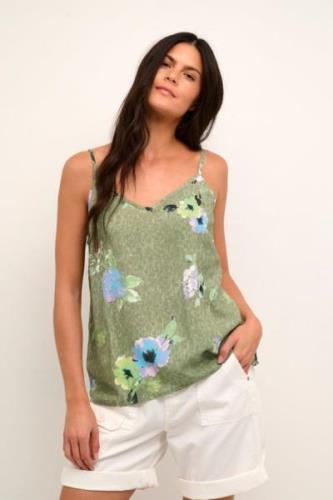 Cream Crrosina Strap top Kvinde Vintage Oil Green Floral Tanktoppe Str...