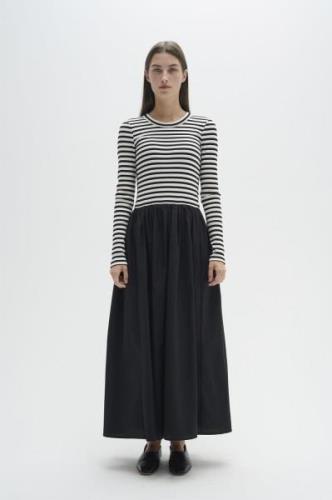 InWear Dagnamaiw LS Dress Kvinde Black / Whisper White Maxi Kjoler Sli...