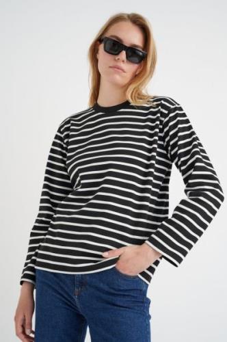 InWear Marlenaiw Blouse Kvinde Black / Whisper White Langærmede T-shir...