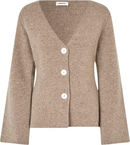 Modström Klaytonmd Cardigan 100% Wool Kvinde Dark Beige Mel Cardigans ...