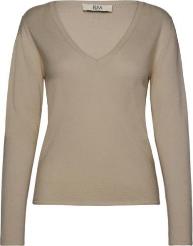 RM by Rosemunde Rmwsofia Wool LS Vneck Knit Kvinde Light Sand Melange ...