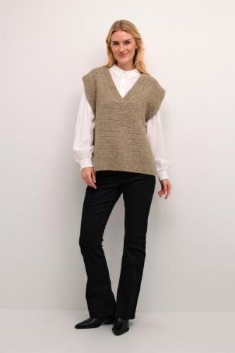 Cream Crkiko Knit Slipover Kvinde Oat Melange Strikveste Str M/L - hos...