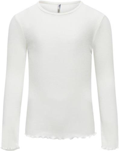 ONLY Kogevig L/S RIB TOP JRS Str 134/140 - Hvid Toppe hos Magasin