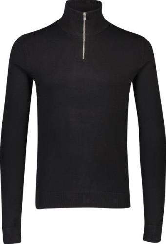 Lindbergh Ecovero Half zip L/S Knit Mand Sort Turtlenecks Str L - hos ...