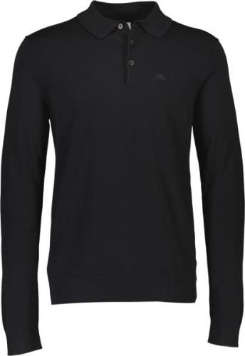 Lindbergh Long Sleeve Knitted Poloshirt Mand Sort Langærmede Poloer Sl...