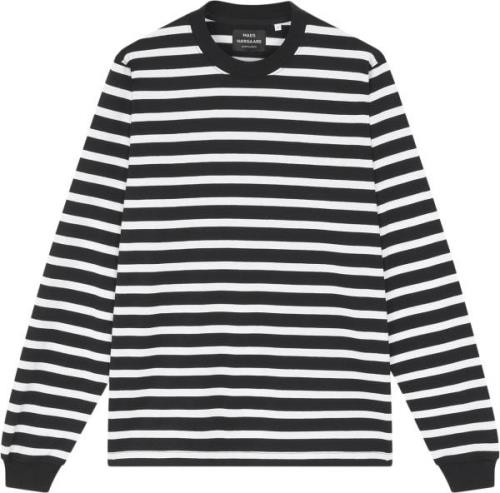 Mads Nørgaard - Copenhagen Cotton Jersey Stripe Frode Tee LS Mand Hvid...