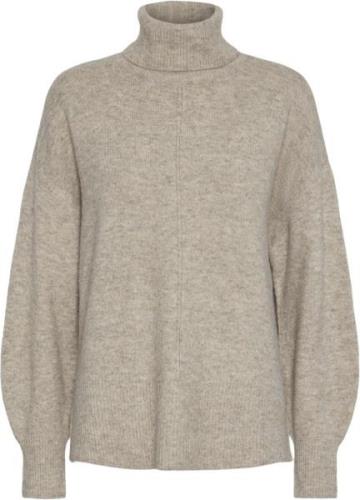 Pieces Pcmalou LS Rollneck Knit Noos BC Kvinde Taupe Gray/melange Rull...