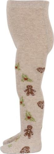 mpKids Christmas Tights Str 4 år / 110 cm - Beige Melange Strømpebukse...