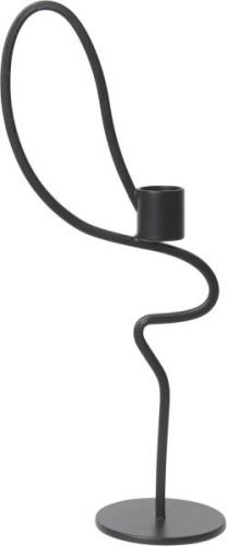 ferm LIVING Valse Candle Holder High - Black Black Str ACCESSORIES - K...