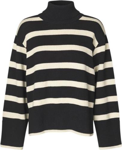 Modström Corbinmd Stripe Tneck Kvinde Summer Sand Black Rullekraver St...