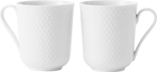 Lyngby Porcelæn Rhombe mug 33cl, White 2 stk. Hvid Str 33cl. - Kopper ...