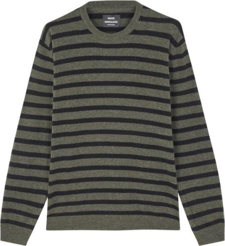 Mads Nørgaard - Copenhagen Eco Wool Karsten Stripe Knit Mand Grøn+Sort...