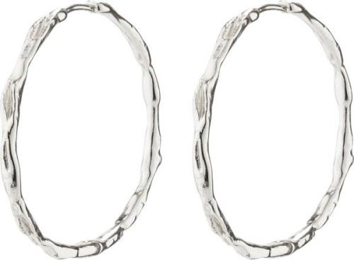 Pilgrim Eddy Recycled Organic Shaped Maxi Hoops Silverplated One size ...