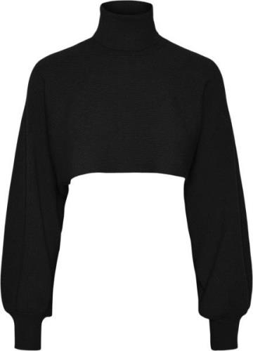 Pieces Pcrue LS Roll Neck Crop ARM Warmer Kvinde Sort Rullekraver Regu...