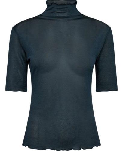 Filippa K Mock Neck Frill Top Kvinde Dawn Blue Rullekraver Str L - hos...