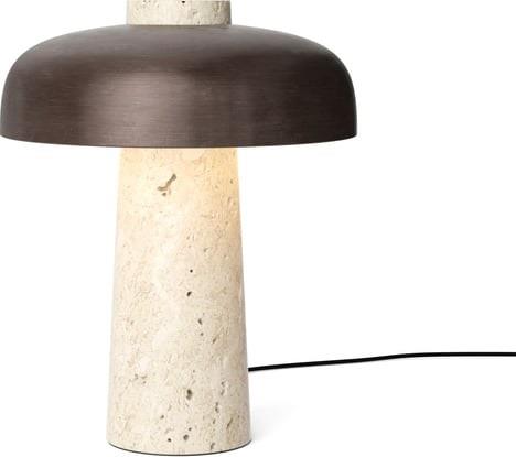 Audo Copenhagen Reverse, Table Lamp, Travertine, Br Sort & Beige Str H...