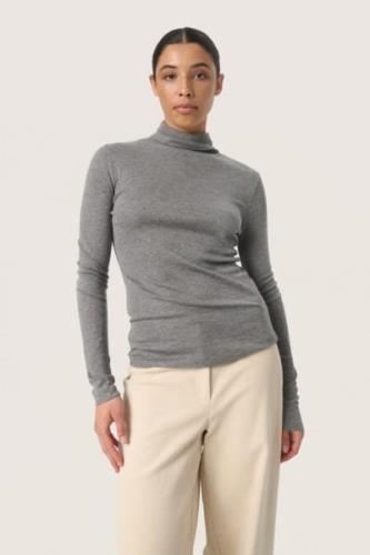 Soaked in Luxury Slfauna Rollneck Kvinde Grey Melange Rullekraver Slim...