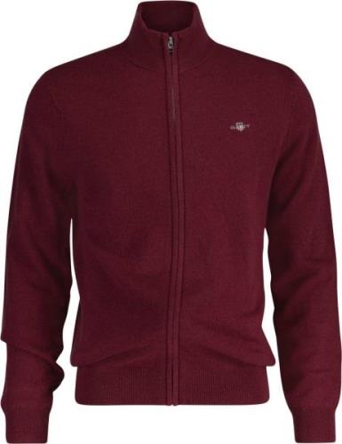 Gant Extrafine Lambswool ZIP Cardigan Mand Wine Red Cardigans Str L - ...