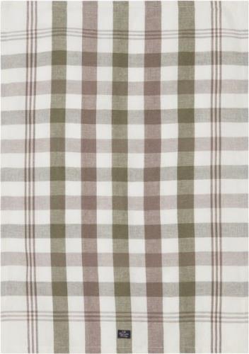 Lexington Checked Linen/cotton Kitchen Towel Olive/white/brown Str 50x...