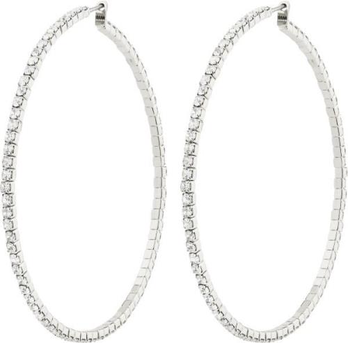 Pilgrim Sidney Crystal Hoop Earrings Silverplated one size - Creoler h...