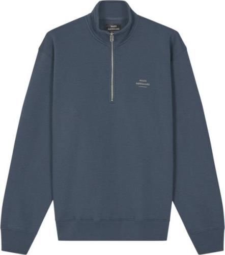 Mads Nørgaard - Copenhagen Standard Half Zip Logo Sweat Mand Blå Sweat...