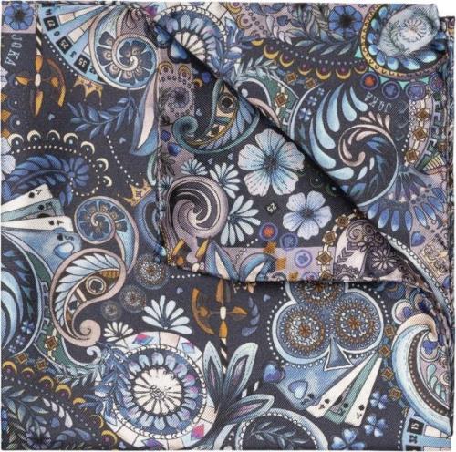 ETON Dark Blue Motif Silk Pocket Square One Size - Slips hos Magasin