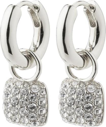 Pilgrim Cindy Recycled Crystal Hoop Earrings Silverplated one size - C...