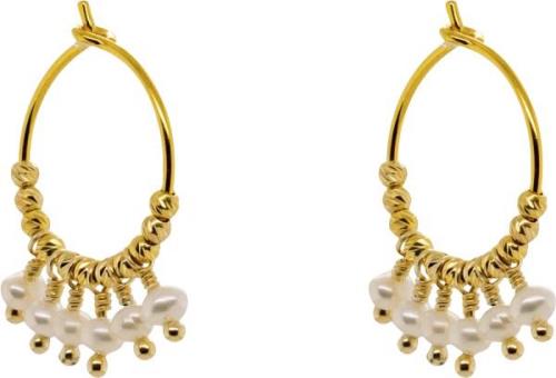 BeChristensen Mathilde Pearl Earrings Gold 15mm - Creoler hos Magasin