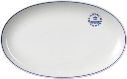 Royal Copenhagen Blueline Oval Asiette 23,5cm Hvid Str 23,5 cm - Midda...