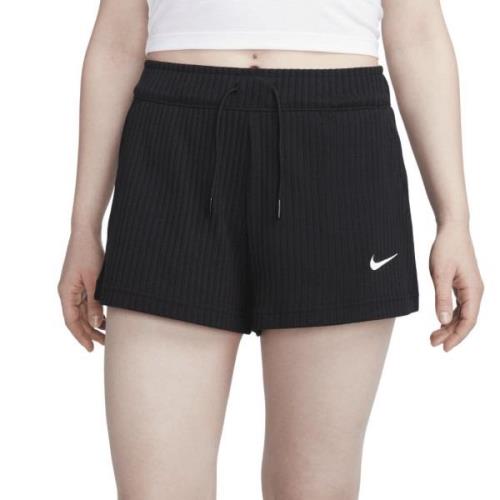 Nike Highwaisted Ribbed Jersey Shorts Kvinde Black/white Casual Shorts...