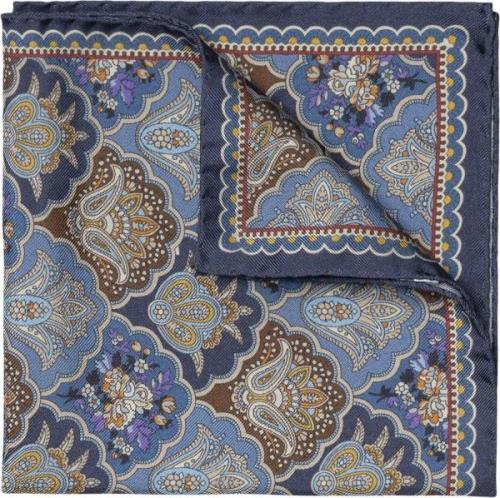 ETON Mid Blue Medallion Print Silk Pocket Square One Size - Slips hos ...