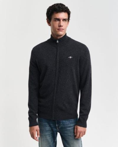 Gant Extrafine Lambswool ZIP Cardigan Mand Dk Charcoal Melange Cardiga...