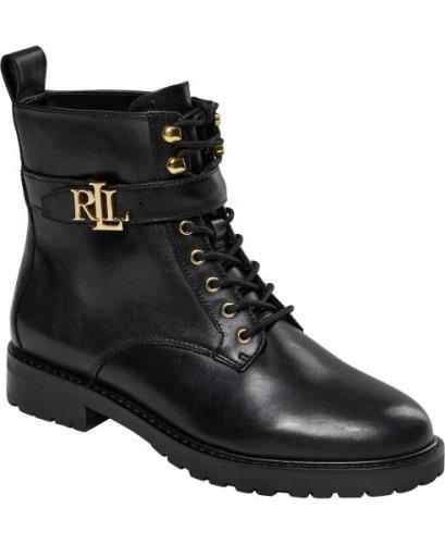 Lauren Ralph Lauren Eldridge Burnished Leather Boot Kvinde Sort Snøres...