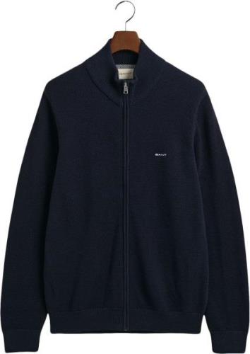 Gant Cotton Pique ZIP Cardigan Mand Evening Blue Cardigans Str L - hos...