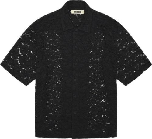 Woodbird Wbbanks Lace Shirt Mand Black Kortærmede Skjorter Str L - hos...